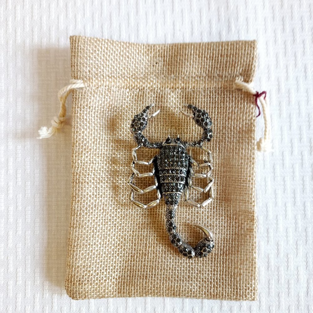 Black Rhinestone Scorpion Pin Broach - Picture 2 of 5
